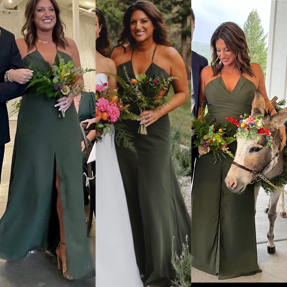 Revelry Nayeli Deep Olive Bridesmaids Formal Gown Size 10